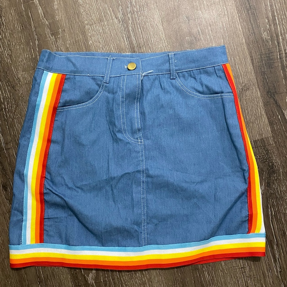 Rainbow Denim Skirt
